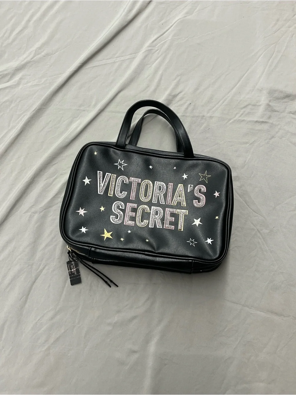 Victoria's Secret Black Cosmetic Case with Star Accents